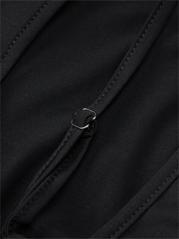 CHRONSTYLE 여성용 블랙 할로우 아웃 바디수트, 불규칙한 컷아웃 긴팔 잠옷, 붕대 끈 달린 나이트웨어 플레이수트 2023