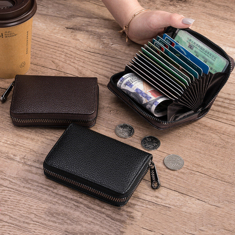 11 portacarte detent portafoglio da uomo porta carte da donna porta carte di credito con blocco RFID con cerniera porta soldi custodia protettiva borsa tascabile