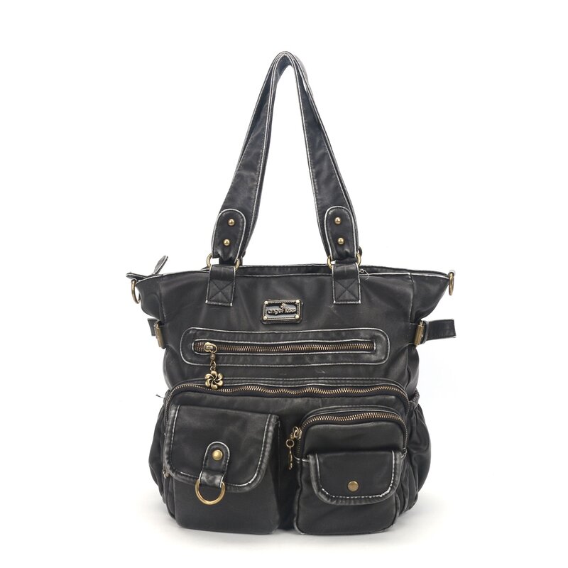 Angelkiss Women Handbags Multi-pockets Bag Washable PU Satchel Fashion Lady Shoulder Bag 13”x14” Casual Bags Tote Shoulder Purse