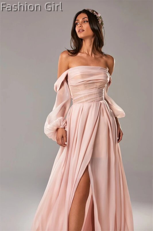 Gaun malam wanita elegan gaun malam wanita berlipat Tiered leher perahu merah muda gaun pesta elegan untuk acara spesial gaun pesta dibuat 2023