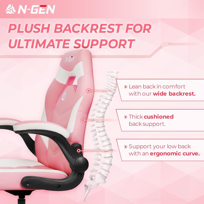 Video Gaming Computer Chair Ergonomic Office Chair Desk Chair with Lumbar Support Flip Up Arms Adjustable Height Swivel PU