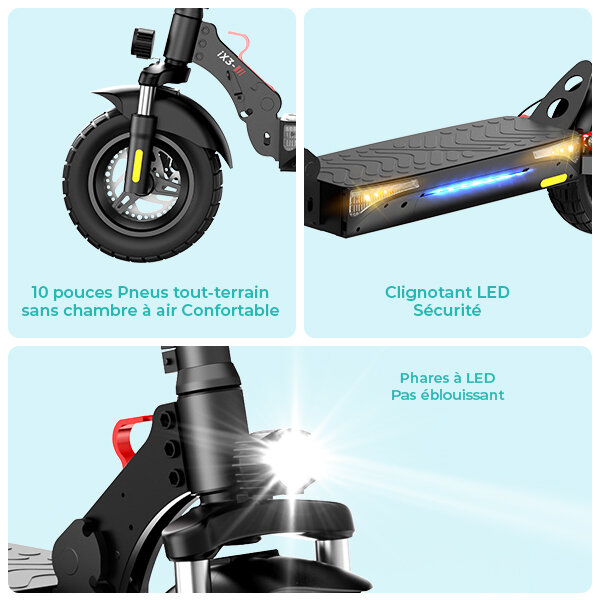 Gudang EU iScooter iX3 e skuter elektrik dewasa skateboard 10 inci Off-road peredam kejut skuter listrik lipat