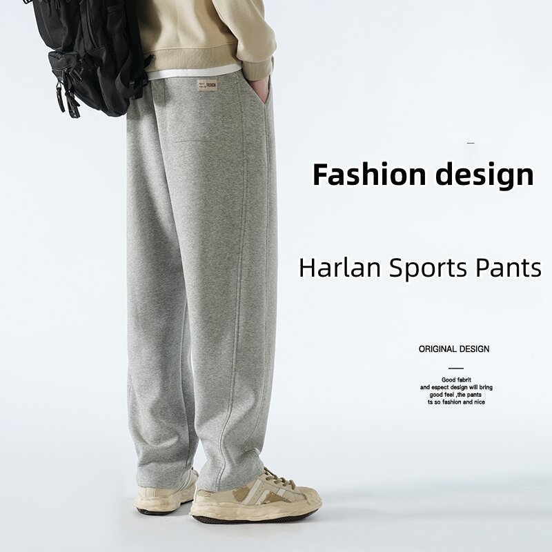 Calças largas de jogger, moletom micro flared, calças de algodão, neutro, design de personalidade ao ar livre, coreano, outono, 2021
