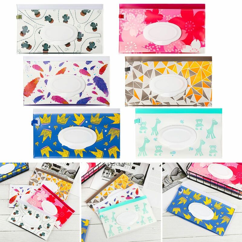 New Wipes Carrying Case Clutch and Clean Wet Wipes Bag for Stroller Cosmetic Pouch with Easy-Carry Snap-Strap