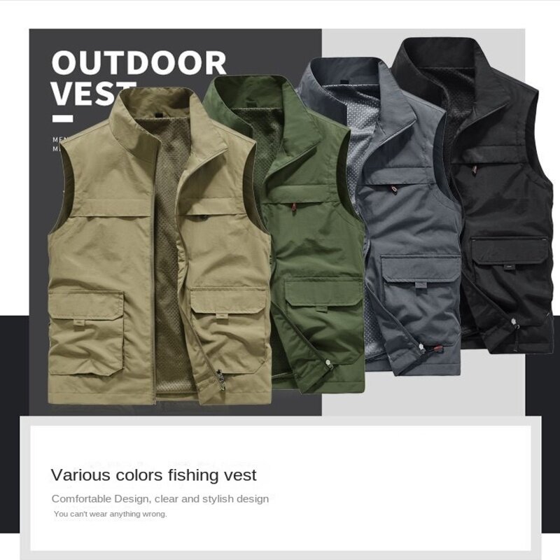 Coat Summer for Men Hunting Vest Embroidered Men's Sleeveless Clothing Free Shipping Tactical Military Mesh Biker Fishing Jacket