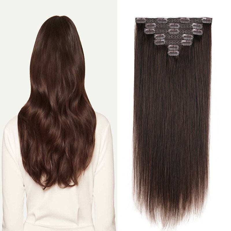 Extensiones de cabello humano Remy con Clip de Corea, cabello Natural liso Real para belleza, extensión de cabello para mujeres de Asia, estética