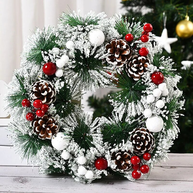 Artificial Christmas Wreath Bowknot Decoration Stairs Door Garland Xmas Holiday Decor Ornament Wedding Outside Supplies