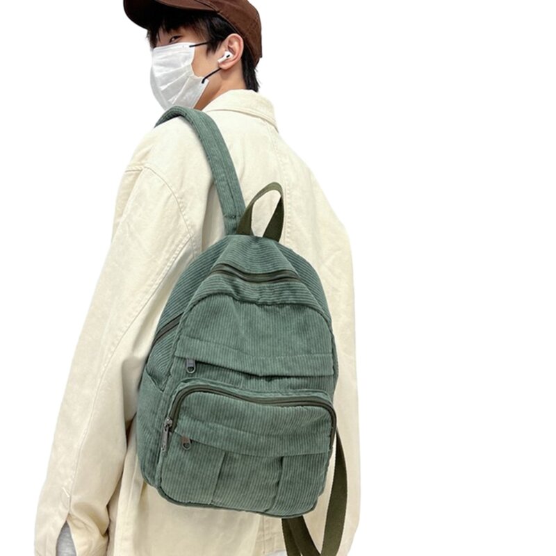 E74B Функциональный вельветовый рюкзак для путешествий, школьных покупок и повседневного использования