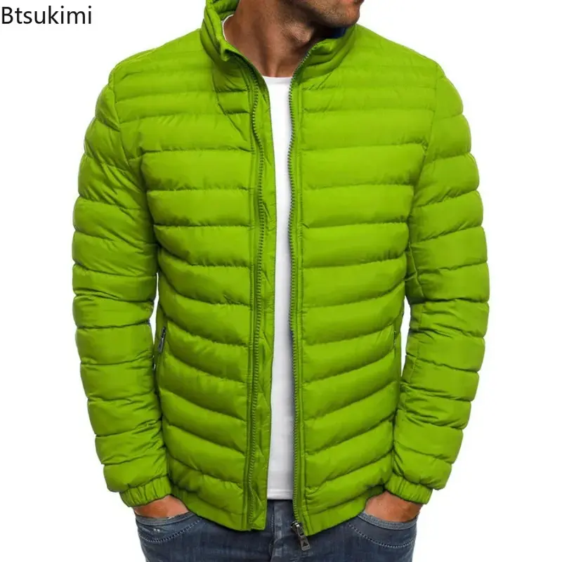 Jaqueta monocromática masculina com gola, casaco com zíper, casaco esportivo masculino casual, moda masculina, roupas quentes de inverno 2024