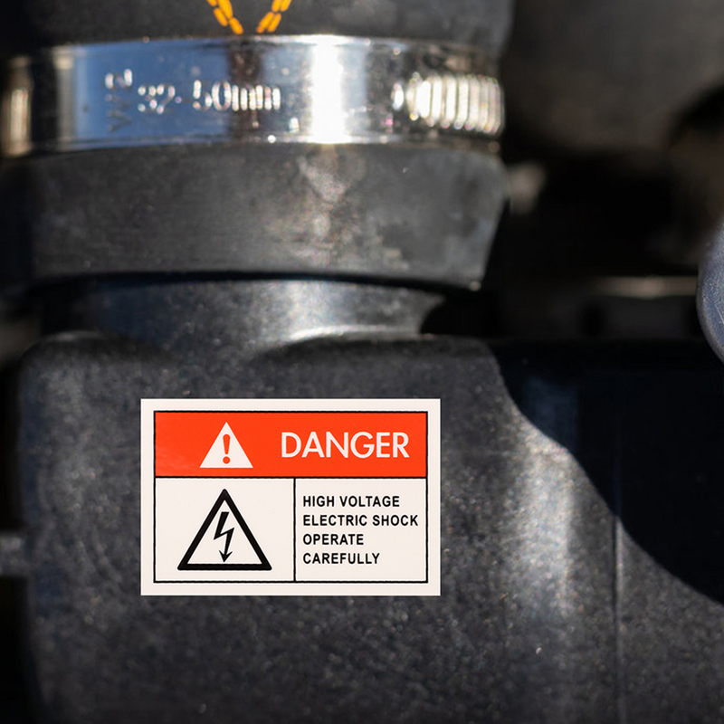 8 buah Label kejut elektrik anti-tekanan tinggi tanda voltase kertas sintetis untuk peringatan