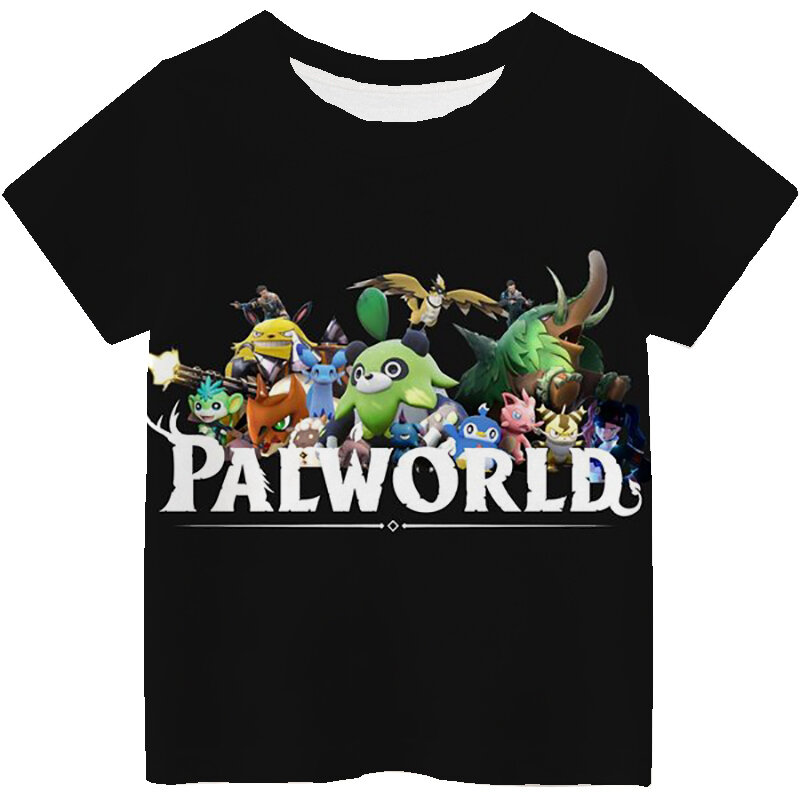 T-shirt manches courtes pour enfants, streetwear, décontracté, à la mode, avec impression 3D du jeu Palworld, dessin animé, Harajuku, pour garçons et filles