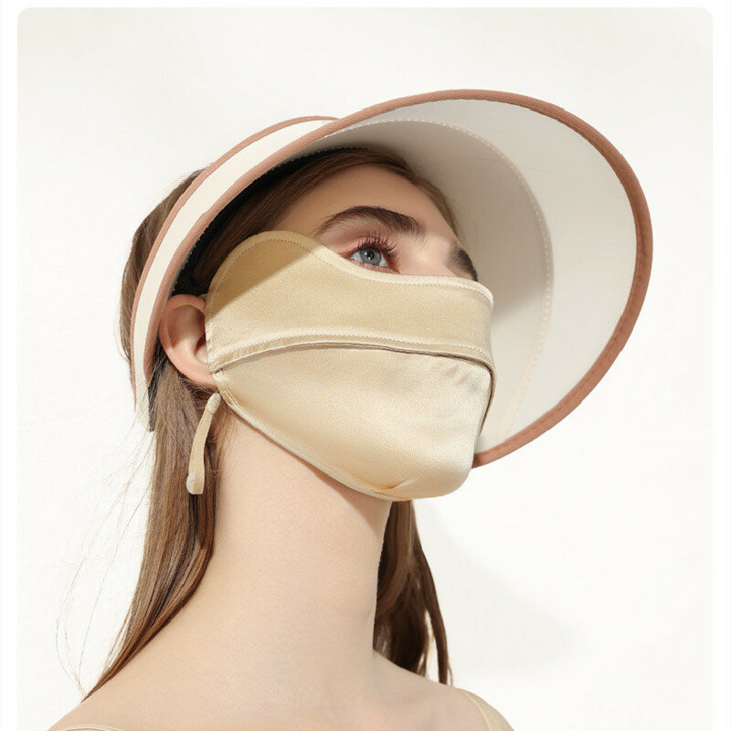 Máscara facial de seda con protección solar Anti-UV para ciclismo, Bandana transpirable ajustable Unisex, máscara deportiva para correr y caza