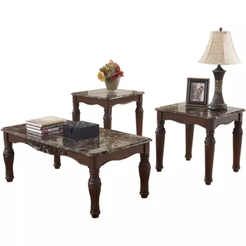 Журнальный столик, традиционный дизайн из искусственного мрамора, набор столов из 3 предметов, журнальный столик