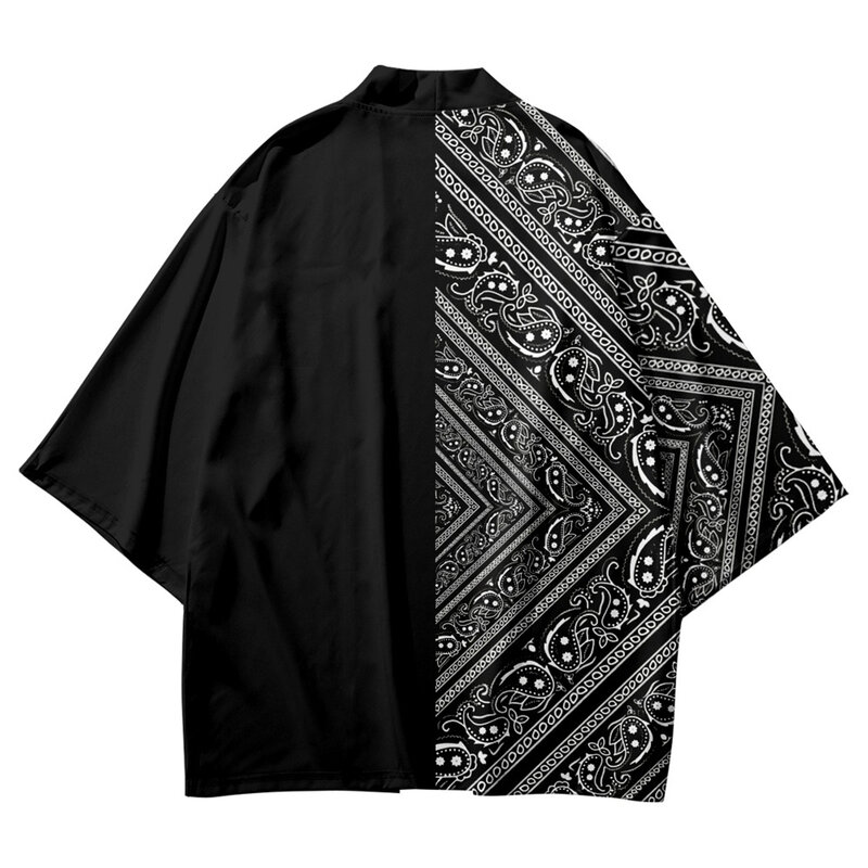 Traditional Asian Clothing for Women and Men Three Quarter Sleeves and Cardigan KIMONO Style Paisley Print Shirts Yukata