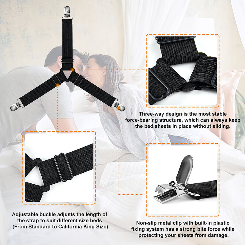 4 pz/set pinze per lenzuola regolabili chiusura per cintura clip per lenzuola coprimaterasso coperte supporto per trapunta organizzare gadget
