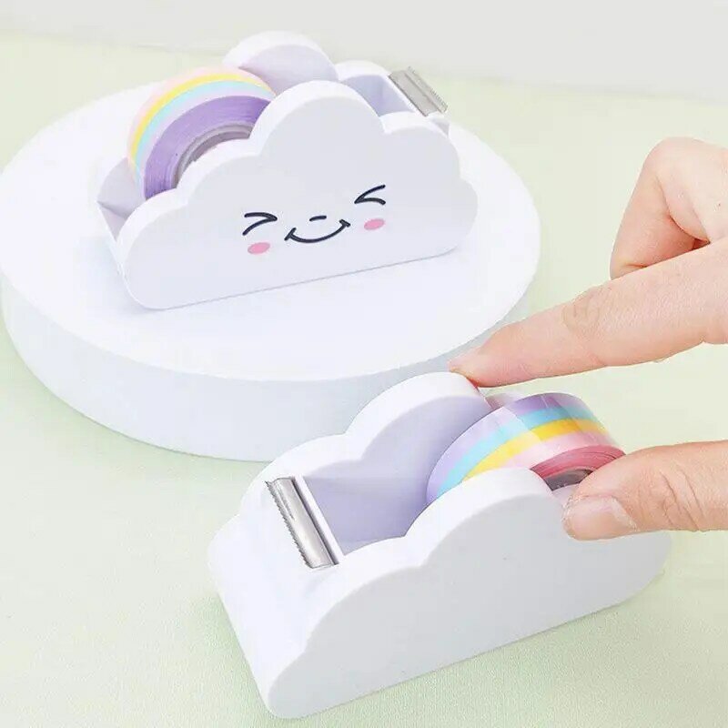 Desktop Tape Dispenser com nuvem para crianças, suporte da fita, Office Tape Dispenser, Rainbow Desk