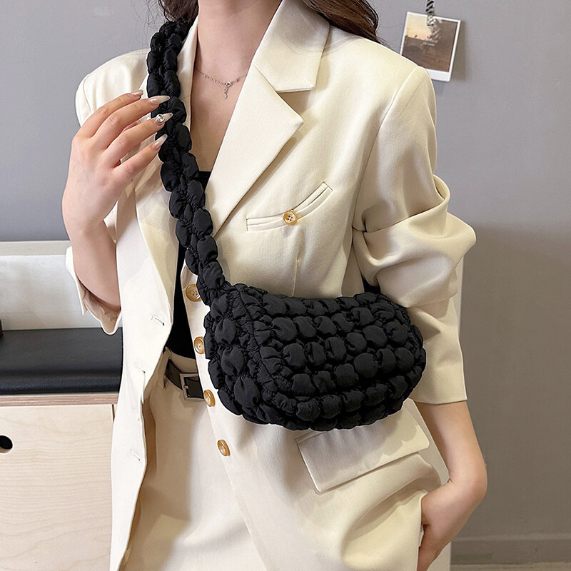 Y2K borse a tracolla con Design in tessuto morbido tinta unita per le donne 2024 borse e borse a tracolla piccole femminili di moda coreana