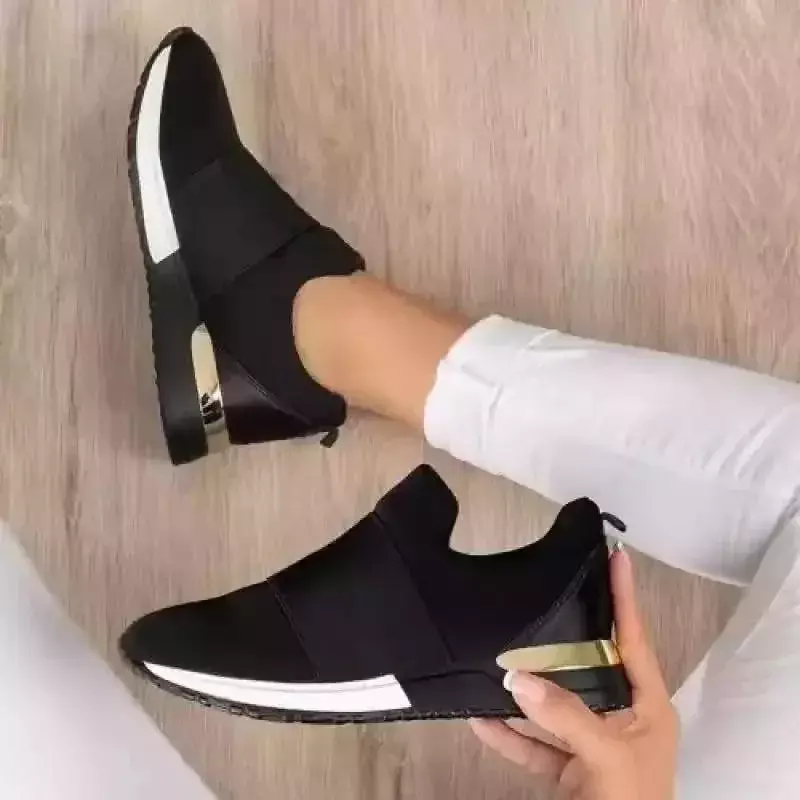 Hot Sale Women' Shoes Spring and Autumn New Breathable Mesh Sports Fashion Casual Shoes Light Wedge Large Size Single Shoes