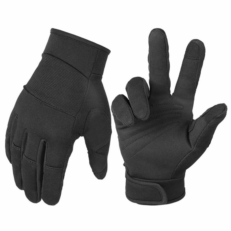 Black Full Finger Working Gloves Soft Sweat Absorption Touch Screen Gloves Outdoor Work Non-slip Wear Resistant Safety Gloves