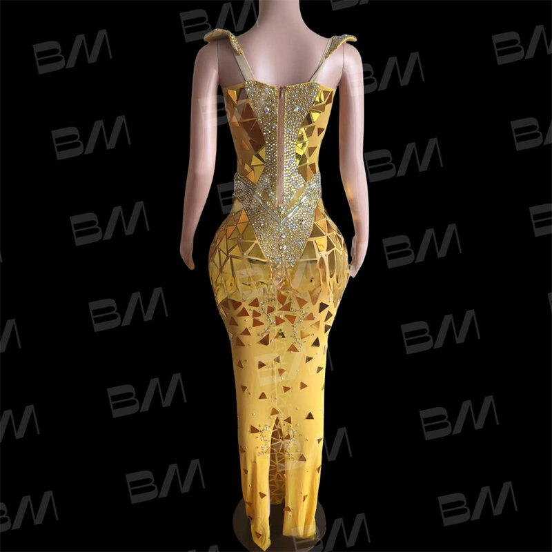 Real Photo Gold Mirror Mermaid Prom Dresses Sweetheart Cocktail Pageant Vestidos De Gala Formal Occasion Dresses