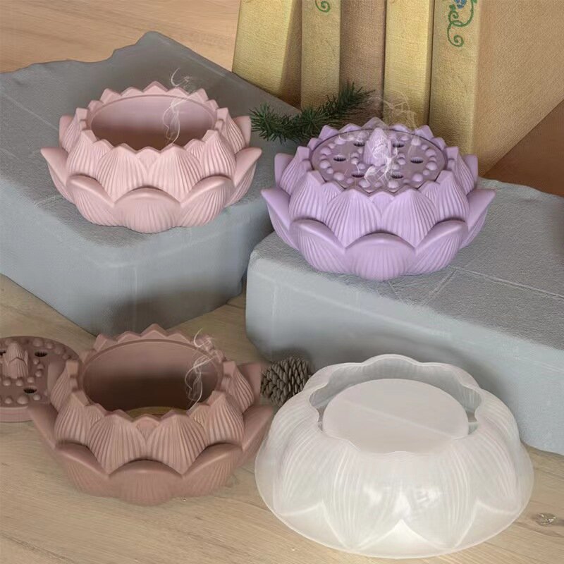 Lotus Candle Cup Silicone Mold, DIY Cimento Gesso Derramando Aromaterapia, Molde De Resina De Armazenamento, Decoração De Casa Ornamentos