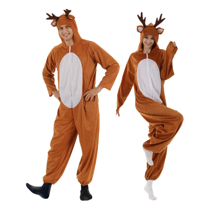 Новинка 2021, Рождественский Комплект «все в одном» с оленем, костюм для пар, костюм для косплея, стандартный сценический костюм