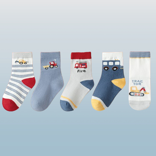 5/10 Pairs Children's Socks Medium And Large Children's Middle-Tube Cotton Socks Imitation Hand-Sewn Cartoon Children's Socks