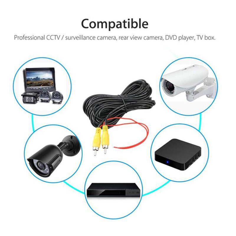 자동차 멀티미디어 모니터와 역방향 카메라 연결용 범용 와이어, RCA 6M, 10M, 15M 비디오 케이블