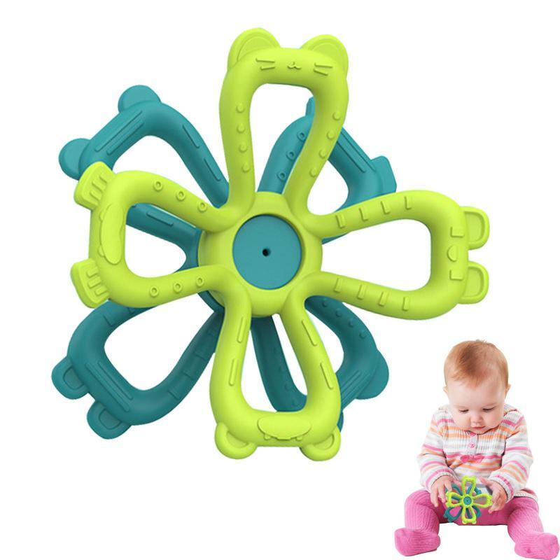 Silicone Chew Toys For Kids Silicone Flower Shape Teething Toys Colorful Teether Ring For Promote Hand Eye Coordination Cute