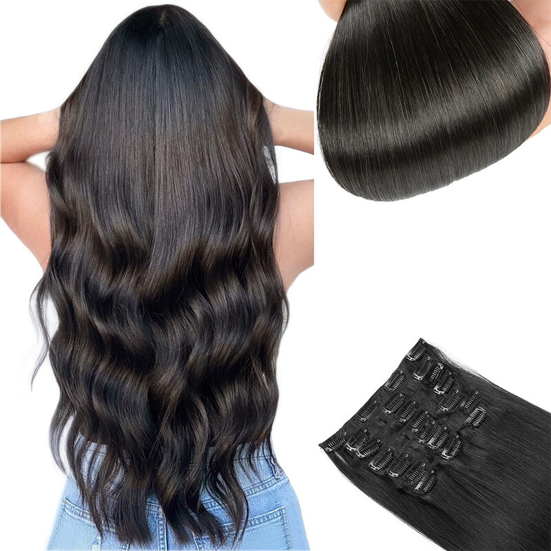 Clip in Hair Extensions Real Natural Hair Remy Straight Brazilian Seamless Clip in Human Hair Extensions 10PCS/PACK 24 Inch 160g