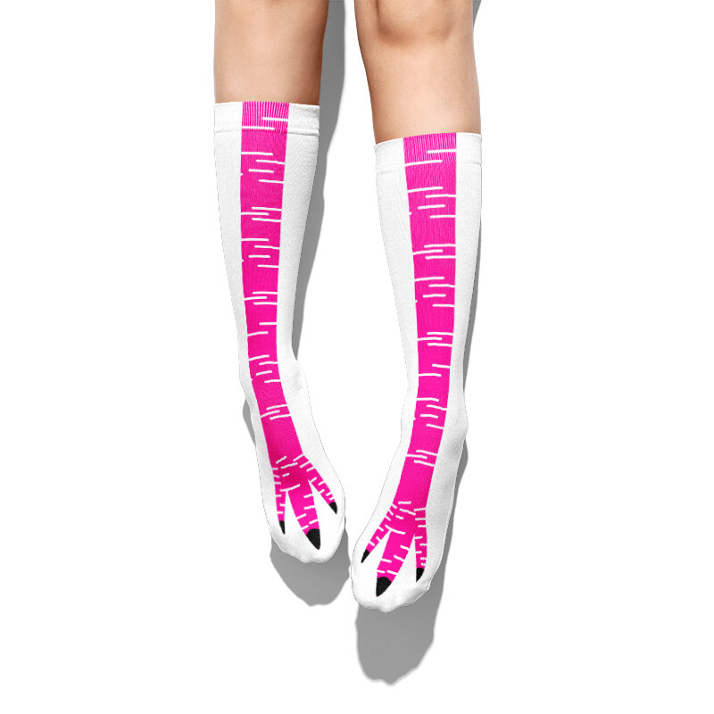 Calzini lunghi piedi di pollo tendenza moda femminile calzini divertenti modello struzzo primavera estate calzini di cotone a tubo medio adatti per Unisex