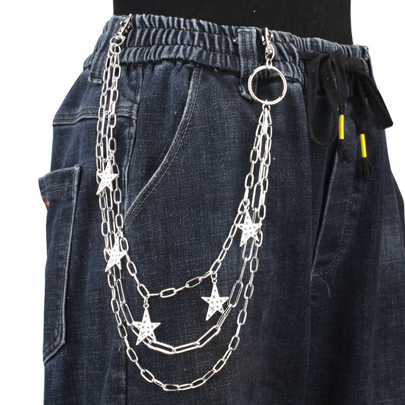 Moda multistrato stella vita catena decorazione per uomo donna Punk Rock Hip Hop Jeans catena pantaloni cintura catena vestiti accessori