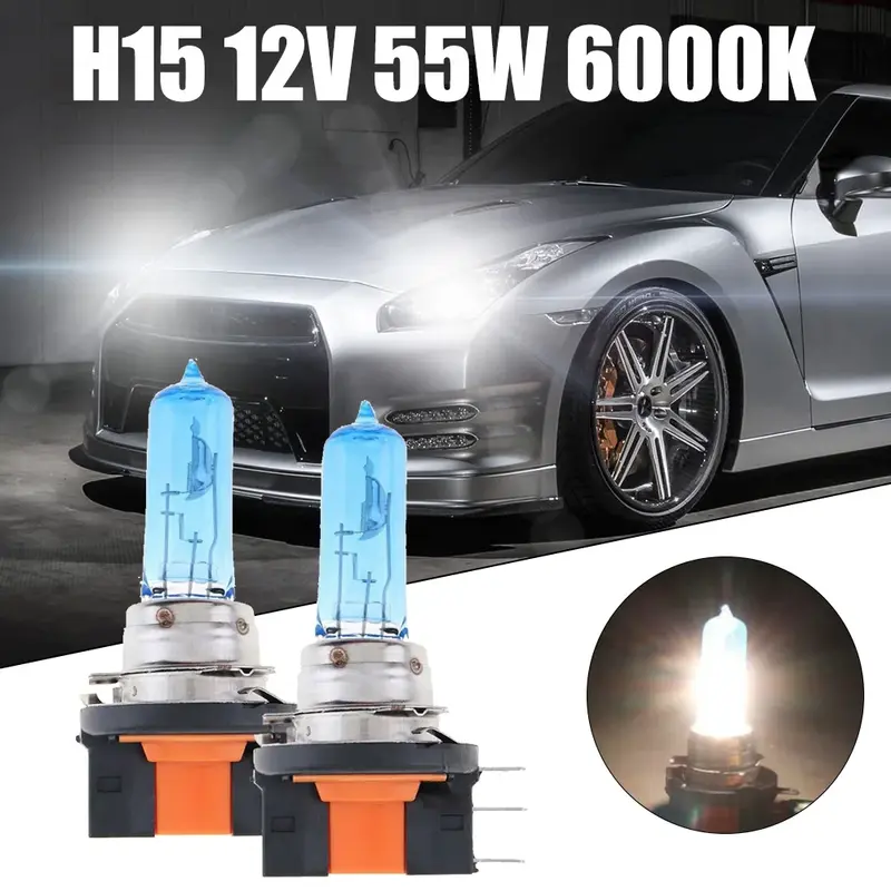 Bombillas halógenas para coche, paquete de 2 bombillas de piezas, brillo envolvente, Gas xenón, 55W/12V/24 (A), súper blancas, globo de luz
