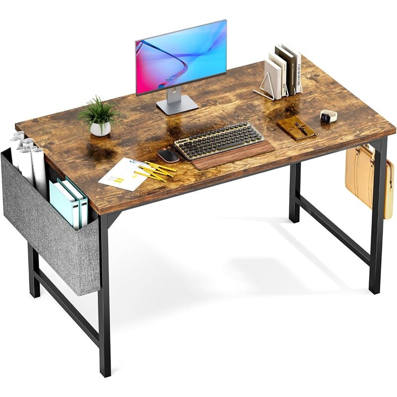 Tas penyimpanan kerja 48 inci, untuk komputer meja kecil 48 inci kantor menulis belajar bekerja kait Headphone sederhana kayu Modern meja anak siswa