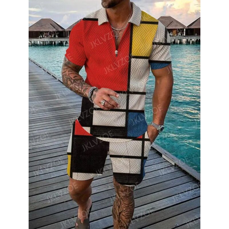 男性用ラペル付きレトロカジュアルシャツ,ファッショナブルなビーチウェア,メンズスポーツウェア,ポロシャツとショーツ,サマーウェア