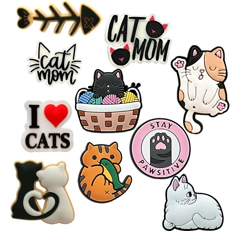 Cute Animals Cat Shoe Charms for Croc Accessories Decorations Sandals Shoe Pins Kids Women Favor Gift