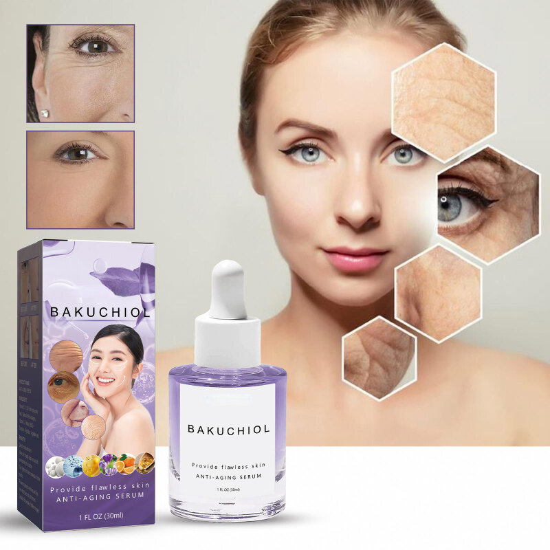 30ml Bakuchiol Face Serum Natural Vegan Skin Care Lighten Hydrating Essence Reduce Fine Line Smoothing Anti-wrinkle Face Serum