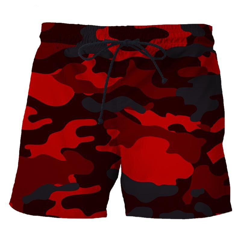 Camuflagem masculina estampada em 3D, calça esportiva ao ar livre, moda unissex, calção de natação casual, calção de praia, roupas