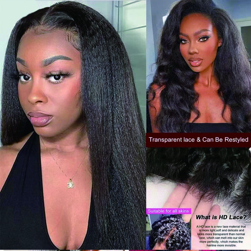 T Part Human Hair Lace Front Wigs Human Hair 13x6x1 Kinky Straight Wigs For Black Women Brazilian Hair Pre Plucked Natural Color