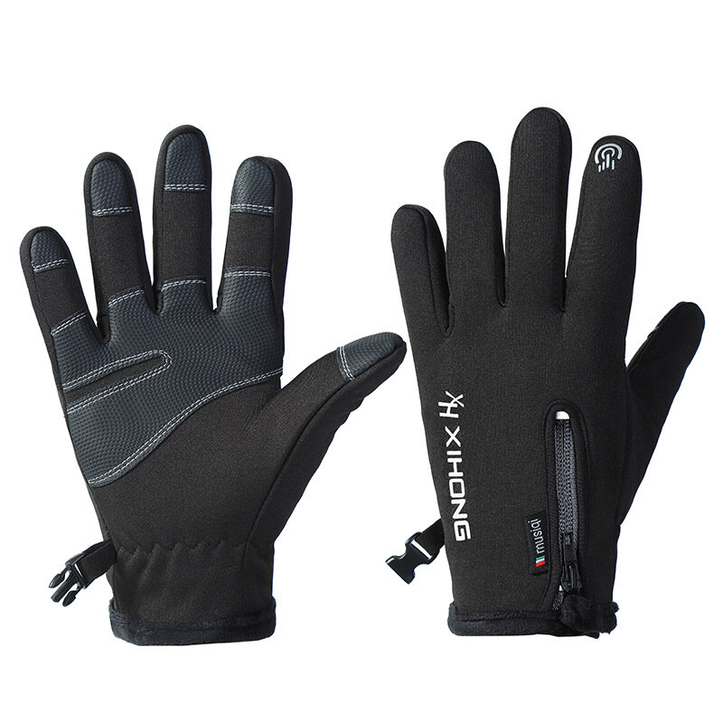 Zimowe rękawice jazda na zewnątrz ekran dotykowy Zipper sport wodoodporne odporne na zużycie Suede wspinaczka narciarstwo ciepłe rękawiczki