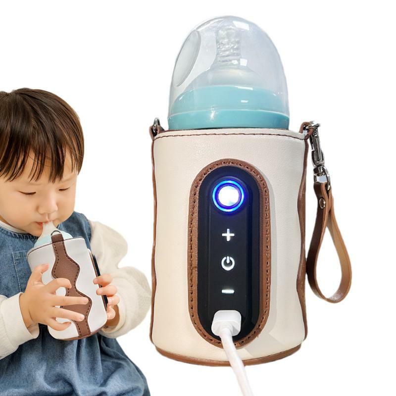 Calentador de biberones de bebé con pantalla Digital, temperatura ajustable, bolsa térmica portátil, soporte para biberones