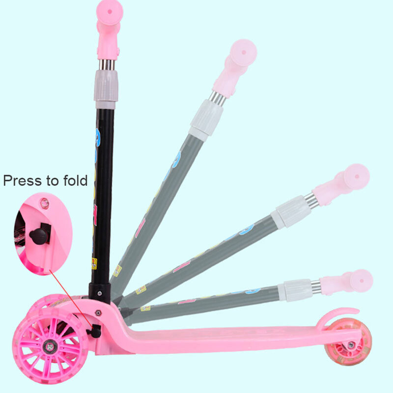 Scooter de 3 rodas para o dia das crianças e aniversário, luz azul/rosa, brinquedo, presente