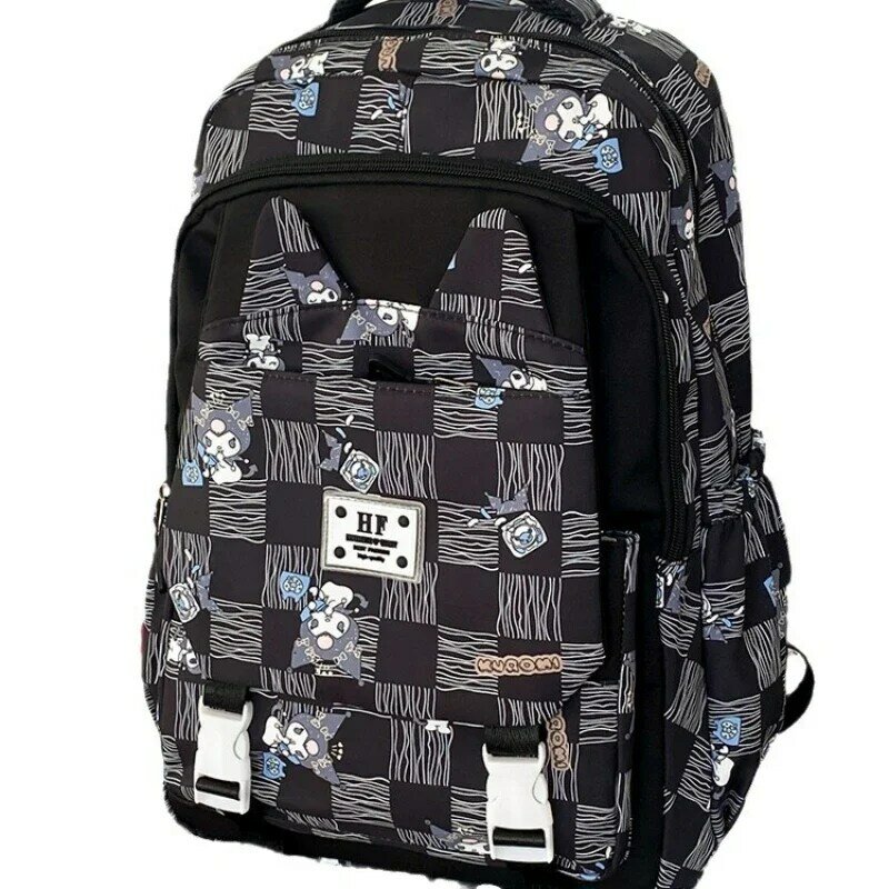 Новинка 2024, черный красивый рюкзак, Корейская версия, милый мультяшный узор, вместительный рюкзак для средней школы для мужчин и женщин