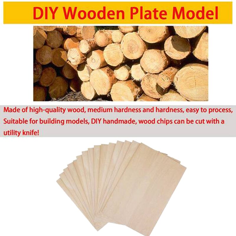 10 Pack Unfinished Wood Sheets,Balsa Wood Thin Wood Board For House Aircraft Ship Boat Arts And Crafts,DIY Ornaments