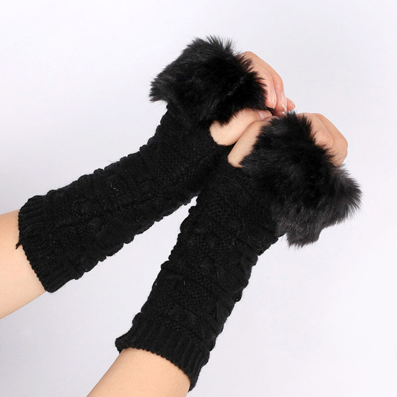 Women Gloves Butterfly Pattern Mitten Outdoor Knitted Half Finger Autumn Winter Keep Warm Fashion Thicken Protection Accessories