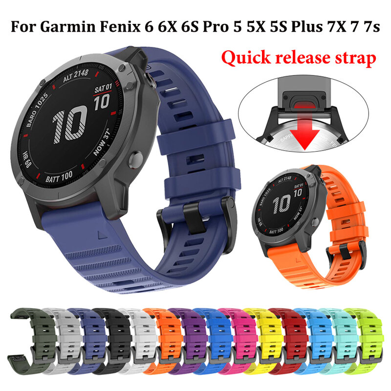 22 26mm Silicone Smart Watch Band for Garmin Fenix 6 6S 6X 7X 7 Pro 5 5X 5S 3HR 955 Quick Release Strap Fenix7X Fenix7 Wristband