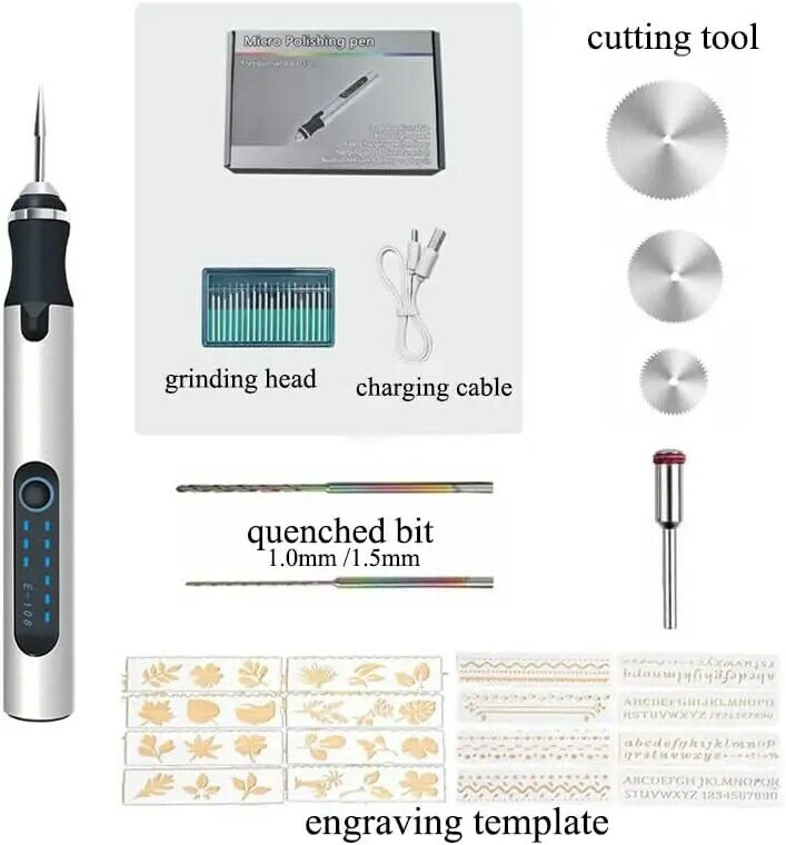 USB Cordless Rotary Tool Kit, Woodworking Gravação Pen, DIY para Jóias, Metal Glass, Mini broca sem fio