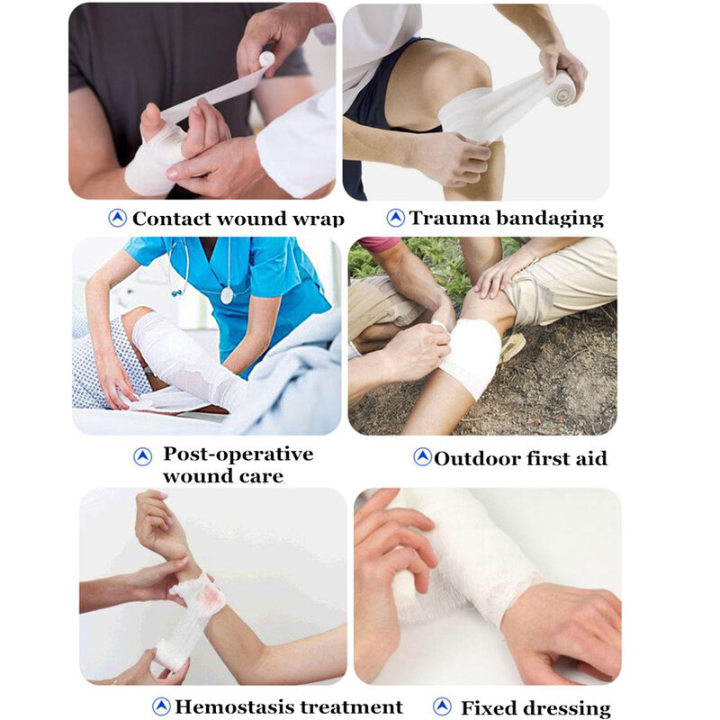 5 لفات الطبية المعقمة ضمادة بشاش لفة القطن عالية الكثافة تضميد الجروح الطوارئ التوازن ضمادة الإسعافات الأولية الرعاية المنزلية