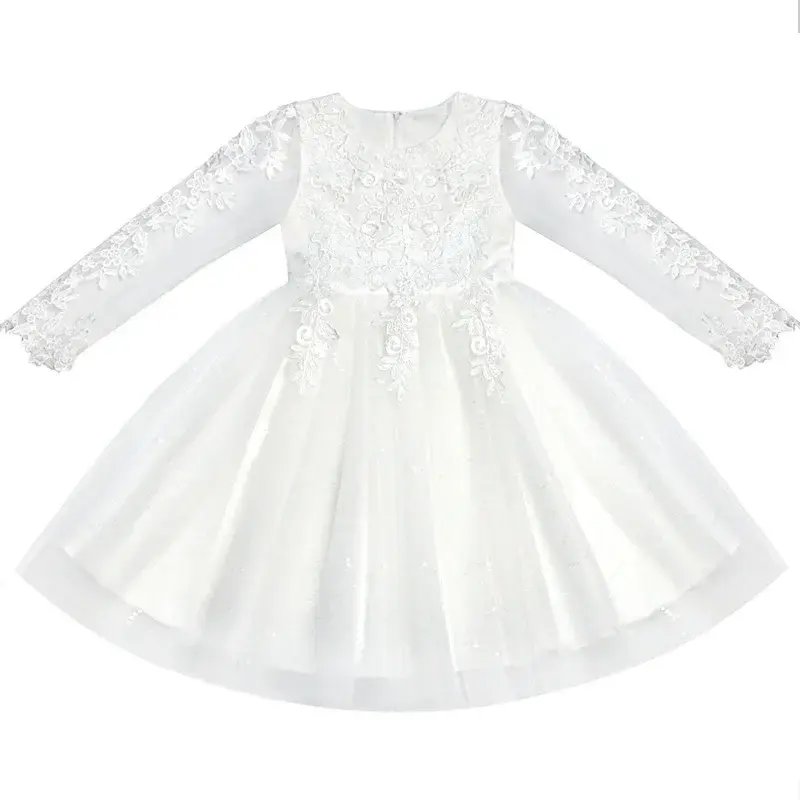 Vestido de princesa para niña, ropa de malla blanca, primavera, 2024