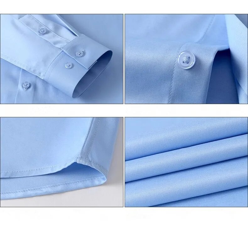 New Stretch Anti-Wrinkle Men's Shirts Long Sleeve Dress Shirts For Men Slim Fit Social Business Blouse White Shirt 6XL